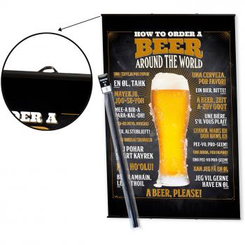 Pack colgador con póster Cómo pedir una cerveza 91.5 x 61 cm