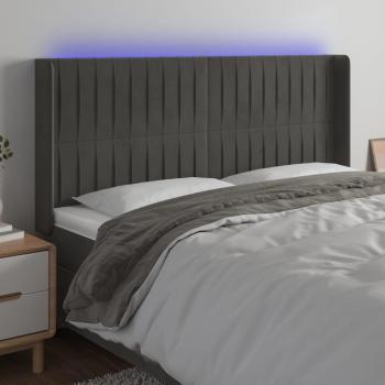 Cabecero Led Terciopelo Gris Oscuro 203x16x108/128 cm