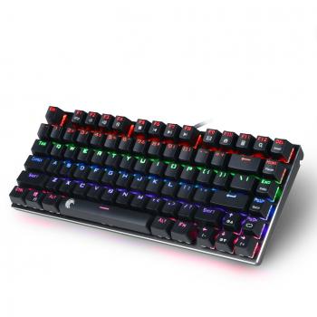 z de 88 Mini arco iris LED iluminado mecánica teclado resistente al agua experimentar 81 teclas, outemu azules Switches, Negro