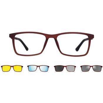 Gafas Recetadas Cuadrado Clip-On Plástico Marrón para Hombre - Gafas Anti-Azules - SmartBuy Collection