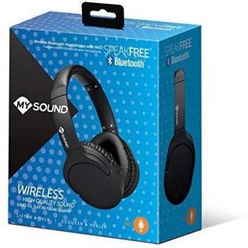 Mysound Speak Free - Auriculares estéreo inalámbricos con Bluetooth 4.2, Plegables, micrófono y Controles multifuncionales, Extra Bajos, Negro, Talla única