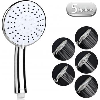 Alcachofa de ducha,Guguda Mano la Cabeza de Ducha 5 Modos Ahorro de Agua Cabezal de Ducha de Masaje Universal Extraíble de Cromo Ducha