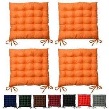 Set de 4 piezas - >Lea< - comodísimos cojines para sillas - para su vivienda o terraza - 40 x 40 x 5 cm - Naranja