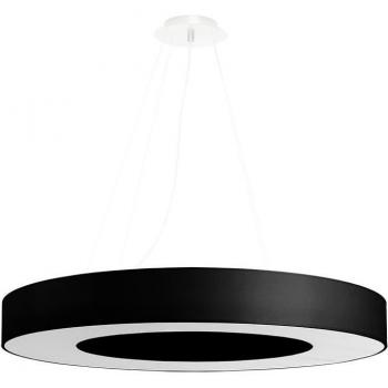Lámpara Colgante Saturno Slim 70 Negra E27 Acero Tela 6 Bombillas LED 102cm