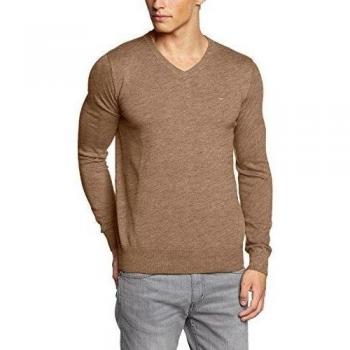 Tom Tailor - Jersey básico de manga larga con cuello pico para hombre, color grau