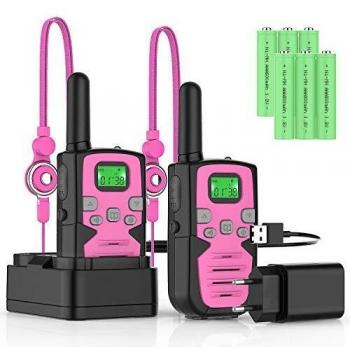 Bobela Walkie Talkie Niños Recargables Walky Talky para Niños 8 Canales de Largo Alcance 3 km VOX con Pantalla LCD retroiluminada y Linterna Regalo para Senderismo Camping Picnic Excursión