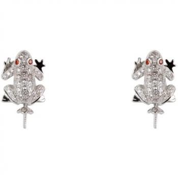 Lancaster Women's Earrings JLA-EAR-FROG-1 1.2mm White