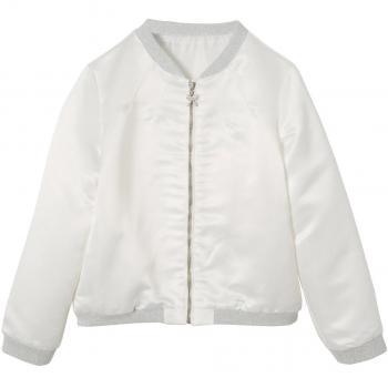 VERTBAUDET Chaqueta bomber para niña de satén BLANCO CLARO LISO 8A