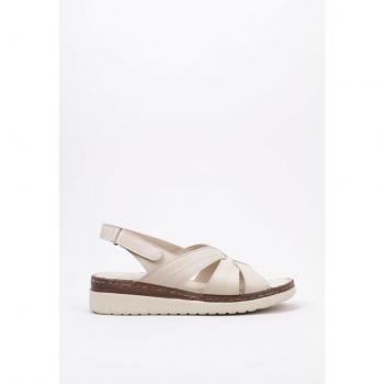 Sandalia con cuña Amanda Telendos para mujer en color beige, talla 37