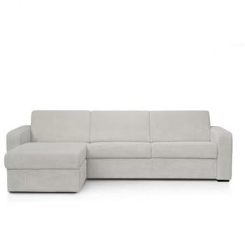 Sofá rinconera convertible express y reversible de pana beige FLAVIEN