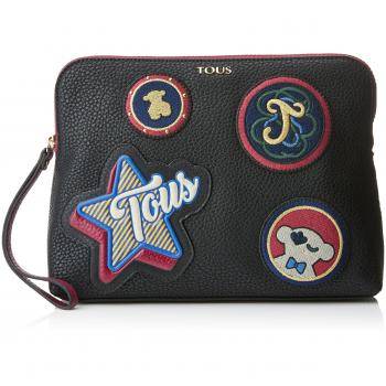 Tous Patch Medallion, Cartera de Mano para Mujer, Negro