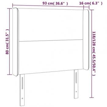 Cabecero con orejas de tela gris taupe 93x16x118/128 cm