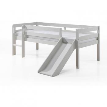 Cama de media altura Vipack Pino 90x200 cm con tobogán y somier, color blanco