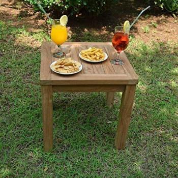 Mesa de Centro Cuadrada de Teca Maciza 45 x 45 cm