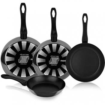 Set de Sartenes Negras Fagor Indutherm 20 + 24 + 26 + 28 cm, Acero Esmaltado, Antiadherente Bicapa, Compatible con Inducción y Lavavajillas