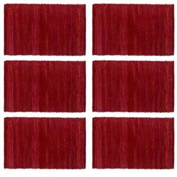vidaXL 6x Manteles Individuales Tela Lavables Algodón Trenzado Diseño Estilo Chindi Original Conjunto Salvamanteles Mesa Comedor Cocina Rojo Burdeos