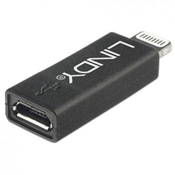 Lindy 41076 - Adaptador de Conector Lightning a USB Micro-B, Color Negro