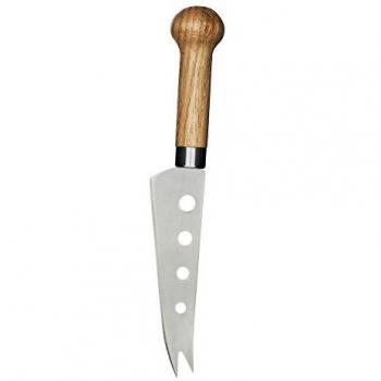 Cuchillo para el Queso Ovalado de Roble Natural 12 cm en Acero Inoxidable
