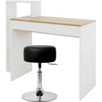 Escritorio ML-Design con 3 Estantes 110x72x40 cm Blanco/Beige y Madera de roble Sonoma