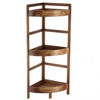 Organizador de Ducha de Madera de Teca con 3 Niveles y Asa - Estante para Baño, Oficina y Cocina