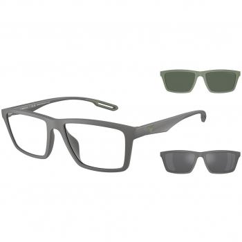 Emporio Armani EA4189U Col. 50611W Men's Square Sunglasses Grey with Clip-On, Size 55, Blue Light Block Available