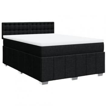 Cama box spring con colchón de tela negro 140x190 cm Vidaxl