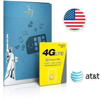SIM prepago EEUU Red AT&T - 12GB 4G LTE - lllamadas y mensajes de texto Internacionales - 60 días