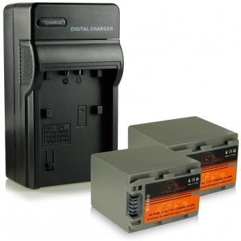 Cargador + 2x ExtremeWolf Batería NP-FP30 | FP50 | FP70 | FP90 para Sony HDR-CX6EK | -CX7 | -CX11E | -HC3 | -HC5 | -HC7 | -HC9E | HDR-SR5 | HDR-SR7 | HDR-SR8 | HDR-SR10E | HDR-SR11E | HDR-UX3