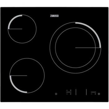 Zanussi ZEV6331BBA - Placa Vitrocerámica Biselada de 60cm con 3 Zonas de Cocción y Potencia de 2700W