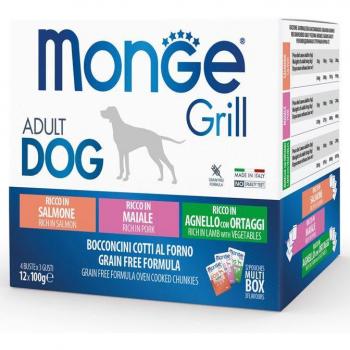 Monge Multi Pouches for Dogs Salmon/Pig/Lamb 12X100 Gr