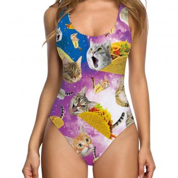RAISEVERN Bañador de Mujer One Piece Pizza Print bañador Traje de baño Monokini Traje de baño Grande
