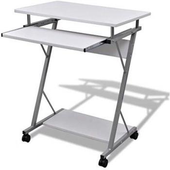 vidaXL Compact Computer Desk with Pull-Out Keyboard Tray Home Office Furniture Corner Table Workstation Study Gaming Writing Stand White
