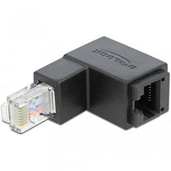 Adaptador RJ45 Macho a Hembra Cat.6 UTP con Ángulo Inferior de 90 Grados