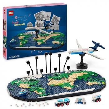 LEGO Family Momentos de Viaje - Juego de construcción, Manualidad y Actividad en Familia, Juguete de Construcción, Portafotos y Maqueta de Avión, Decoración Mapamundi para Salón, Regalo para