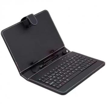Exeom Funda Universal con Teclado en Español para Tablet de 8 Negra Acolchada y Reforzada con Cierre Magnético, Micro USB, Anchura 22cm, Altura Adaptable 14.5-