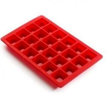 Lékué 0216024R01 - Molde de silicona para mini brownies, 24 cavidades, color rojo