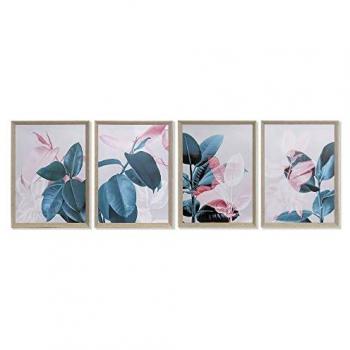 Cuadro DKD Home Decor Tropical Hoja de planta 45 x 3,5 x 60 cm (4 Unidades)