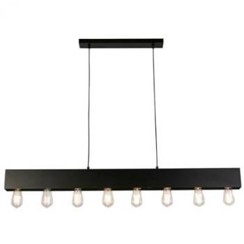 Lámpara colgante industrial Piano de 8 luces E27 en metal negro mate