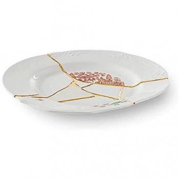 Seletti Kintsugi Piatto piano in porcellana e oro 24k piano mod. 1