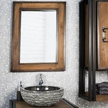 Espejo para cuarto de baño Wanda Collection Elegancia madera metal 60 x 80 Marrón
