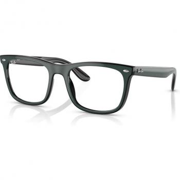 Ray-Ban RX7209 8214 Unisex Square Green Eyeglasses, Size 53, Blue Light Block Available
