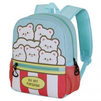 Mochila Sweet Popcorn Oh My Pop! 31cm adaptable, color azul, dimensiones 26 x 33 cm, capacidad 9.5 litros