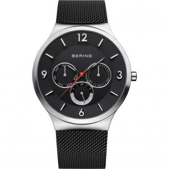 Bering Classic Milanese Quartz Watch for Men, Black, One Size