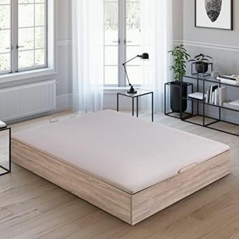Canapé Abatible Royal Sleep de Madera, 150x190 cm, Color Natural, Gran Capacidad, Tapa 3D Transpirable, Montaje y Retirada de Usado Incluido