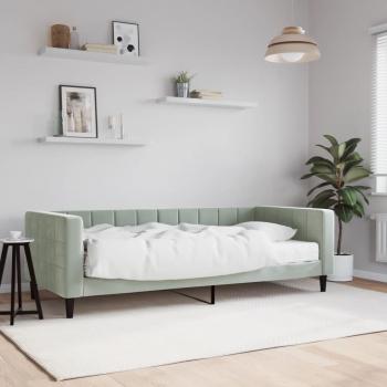 Sofá cama con colchón gris claro 90x200 cm en terciopelo