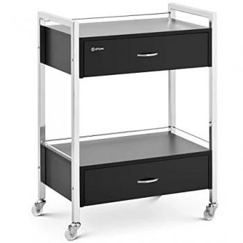 Carrito de Cosméticos Profesional con 2 Cajones y 2 Estantes - 62 x 38 x 86.5 cm - Color Negro