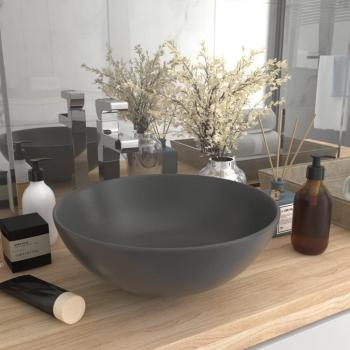 Lavabo de baño redondo cerámica gris oscuro