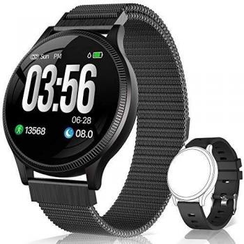 BANLVS Reloj Inteligente, Smartwatch IP67 1.22 Pulgadas Pulsómetro, Monitor de Sueño, Presión Arterial,Pulsera Actividad Inteligente para Android iOS Hombre y Mujer