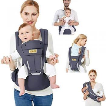 Viedouce Portabebe Ergonómico con Asiento/Puro algodón Ligero y Transpirable/Multiposición:Dorsal, Ventral, Ajustable para Recién Nacidos y Niños Pequeños de 3-48meses