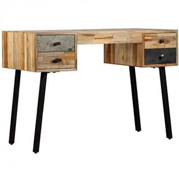 Rustic Reclaimed Teak Writing Desk with Steel Legs